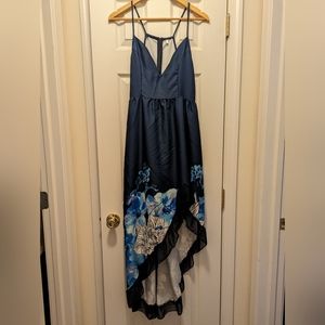 Deep V asymmetrical dress